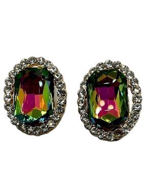 Vintage Costume Jewelry Clip On Earrings Multi Color